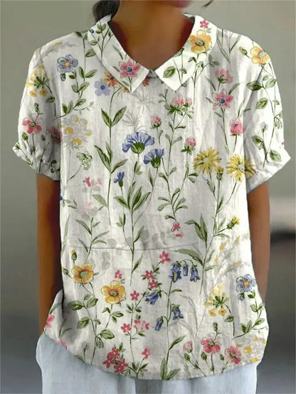 Women’s Blouse | Floral with Pointed Collar