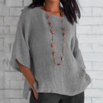 Harper | Women's Relaxed-Fit V-Neck 3/4 Sleeve Linen Tunic