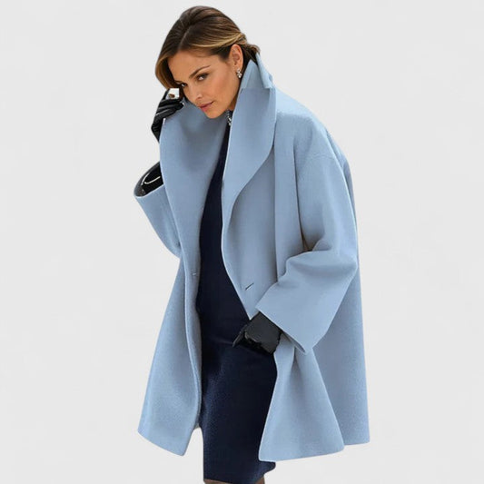 Elegant Oversized Wool Coat for Women with Shawl Collar Long Sleeve Open Front Relaxed Style