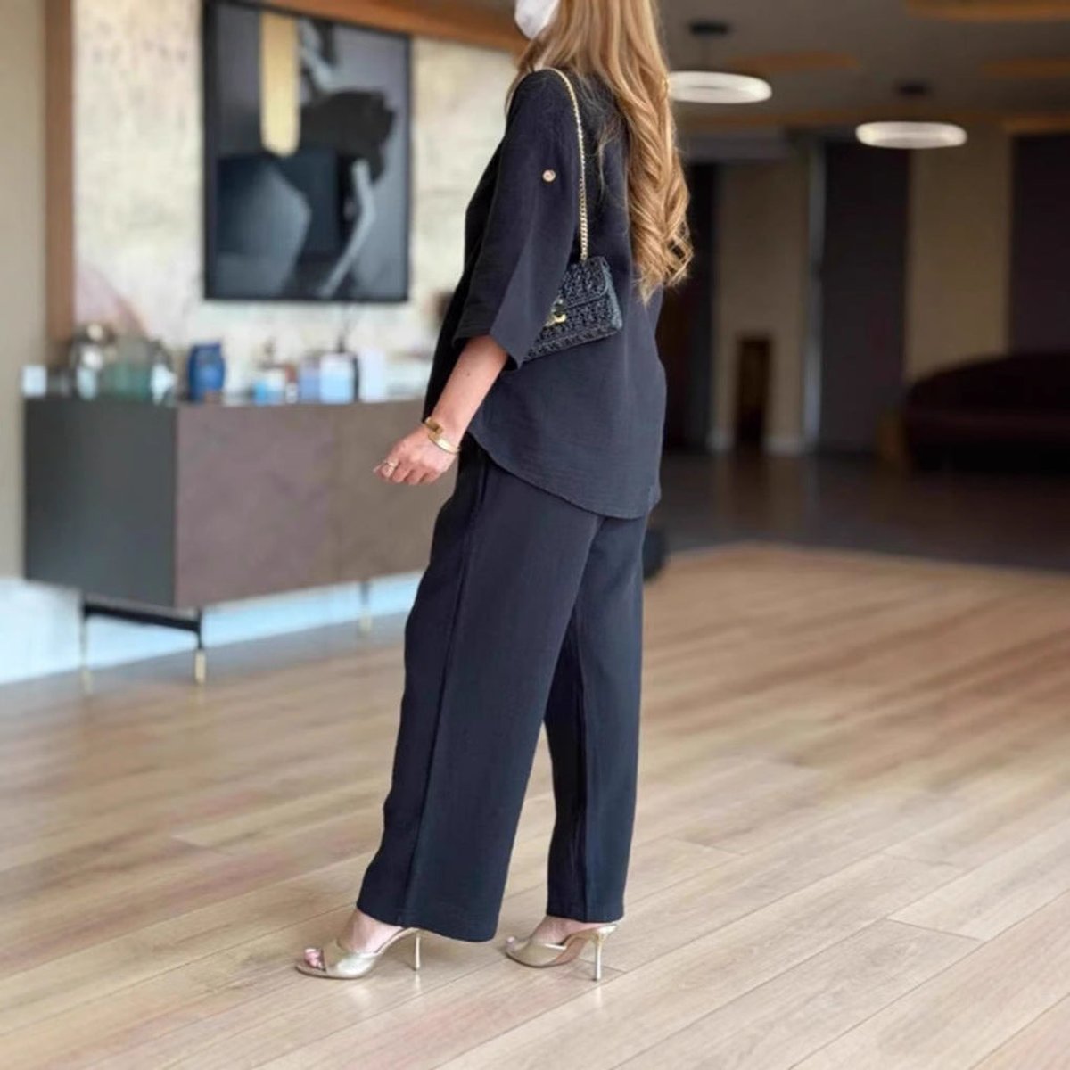 Linnea | Women's 3/4 Sleeve Tunic Wide Leg Pants Set