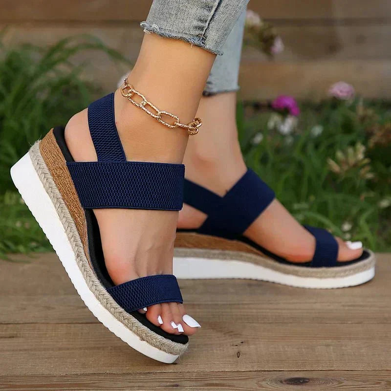 Comfortable Orthopedic Platform Sandals for Women with Elastic Strap Espadrille Wedge Casual Summer Style
