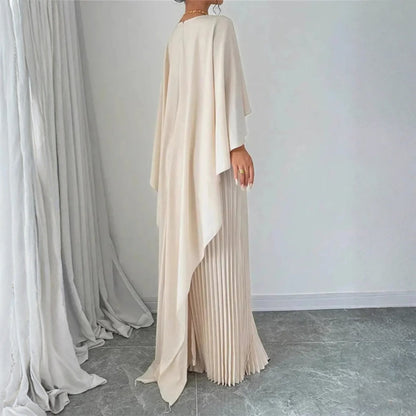 Tivona | Women's Cape Overlay Pleated Maxi Dress
