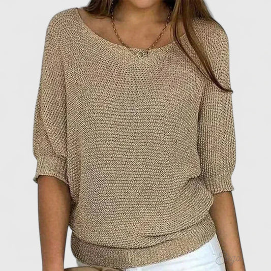 Comfortable Waffle Knit Sweater for Women with Boat Neck Batwing Sleeve Relaxed Oversized Style