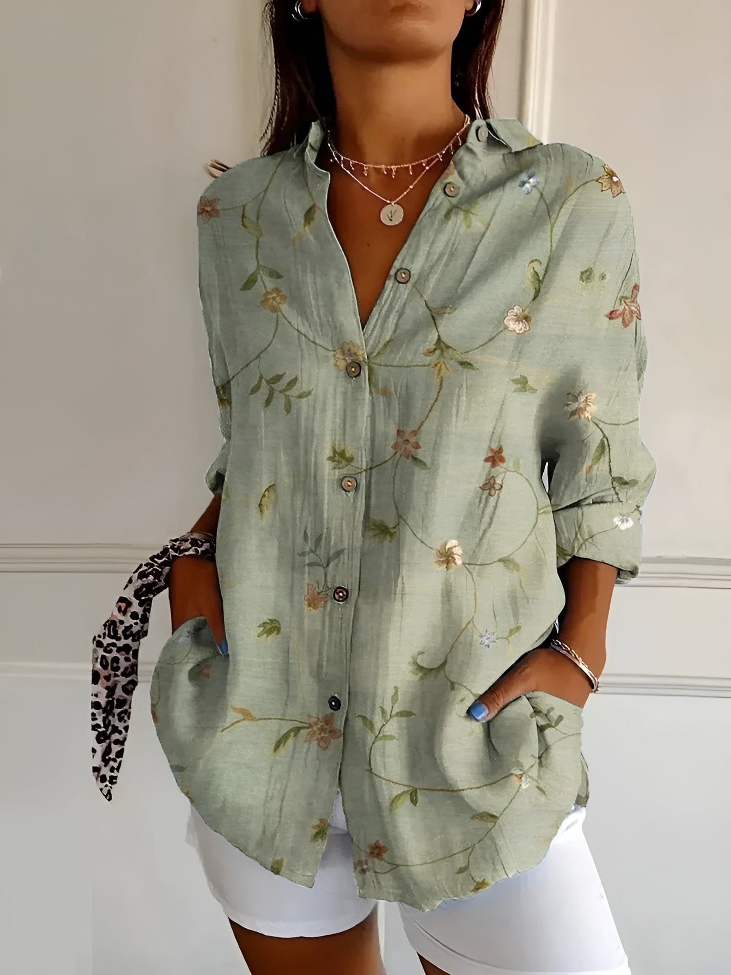 Women's Blouse | Abstract Print Split Neck