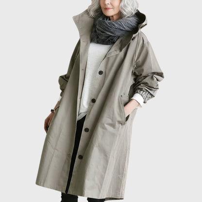 Amelia | Women's Hooded Waterproof Relaxed-Fit Long Trench Coat