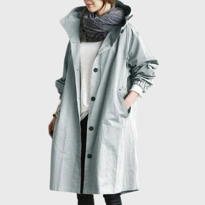 Amelia | Women's Hooded Waterproof Relaxed-Fit Long Trench Coat
